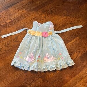 Goodlad Mint Gingham Toddler Dress with embroidered bunnies